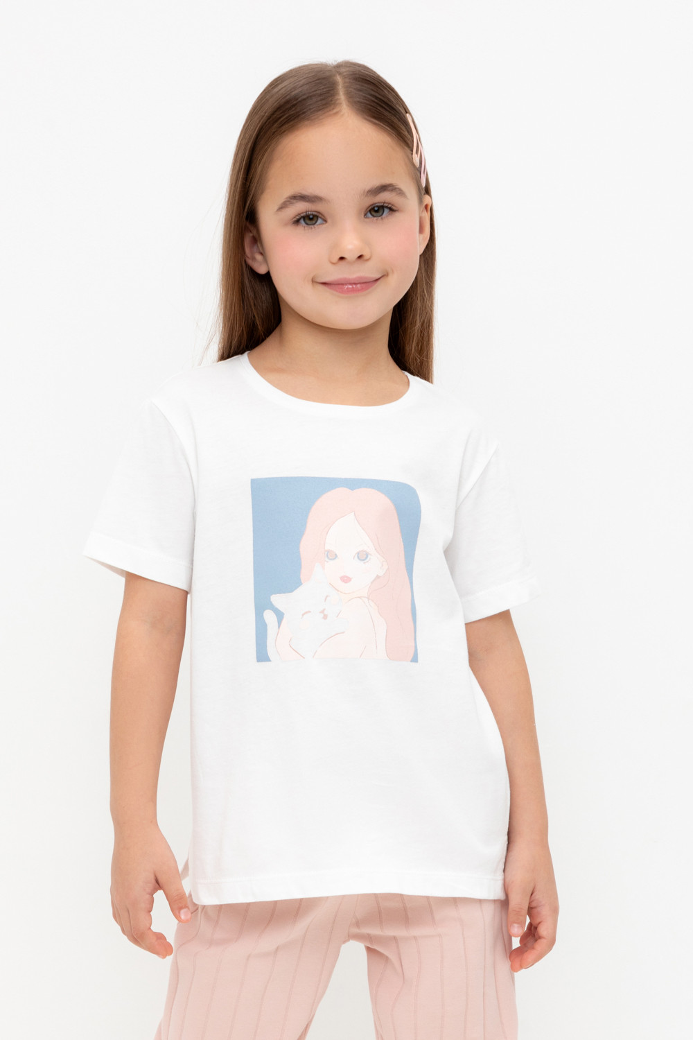 Футболка для девочки, артикул: КР 302726-1, цвет: сахар