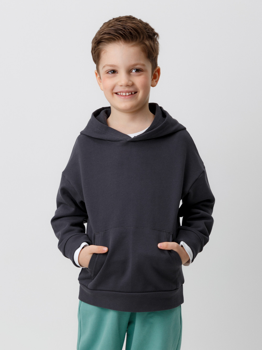 Толстовки для мальчика, артикул: КП 302668, цвет: темно-серый