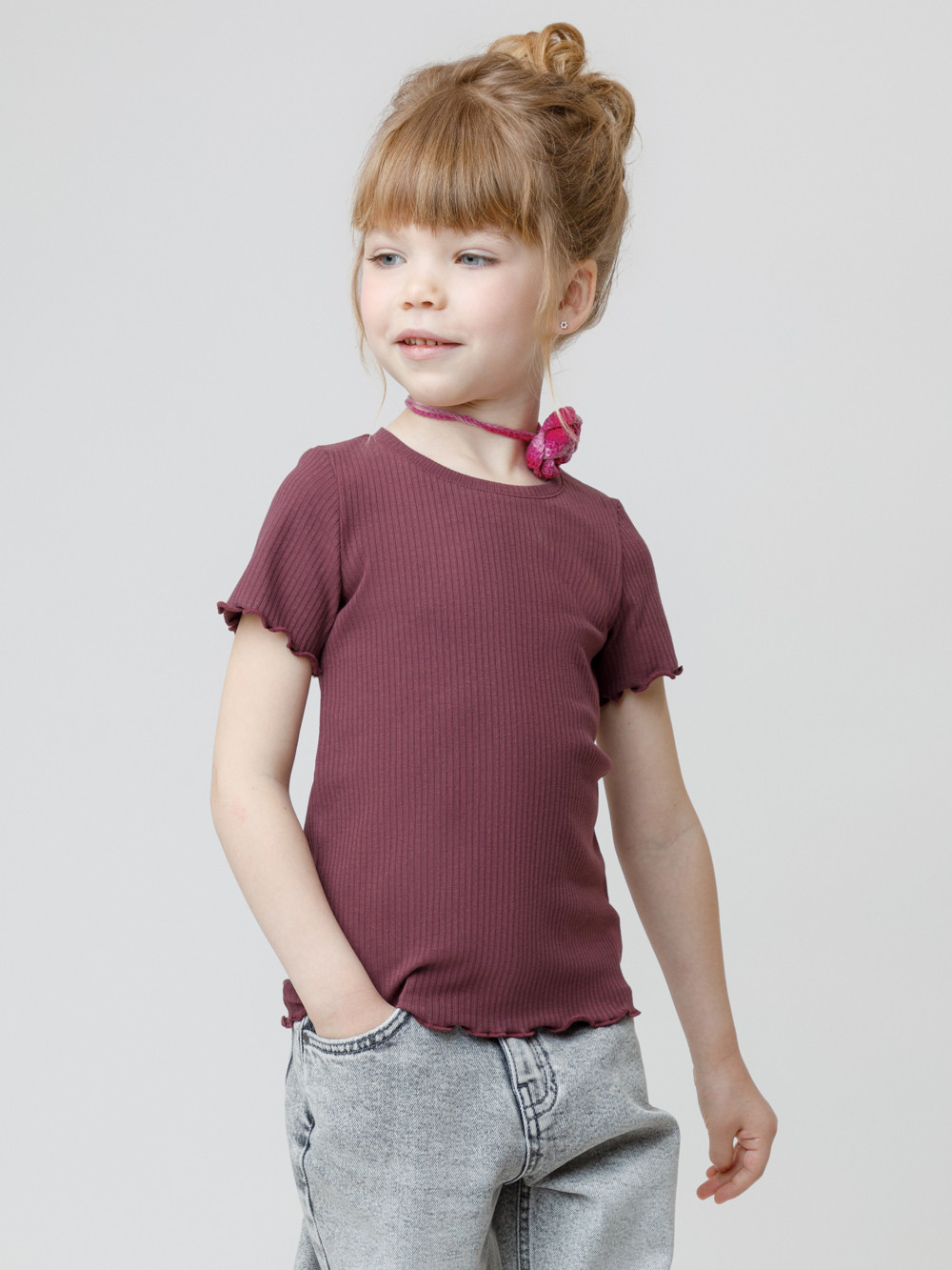 Футболка для девочки, артикул: КР 302868, цвет: бордовый
