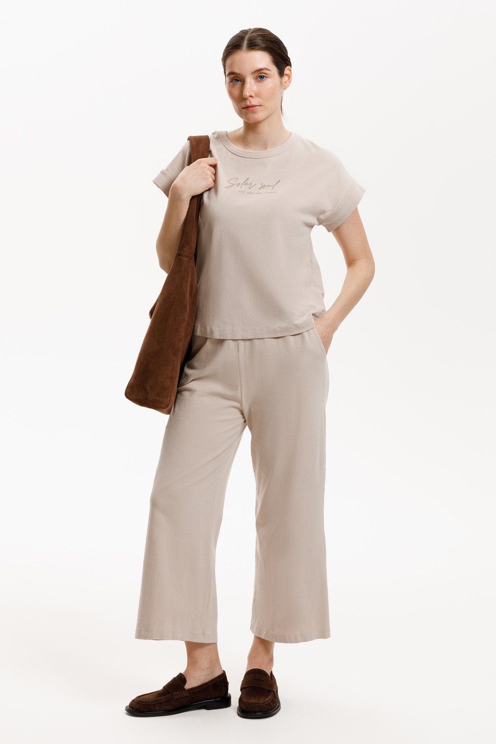 Брюки женские для мам, артикул: ЕВТ 4146, цвет: бежевый