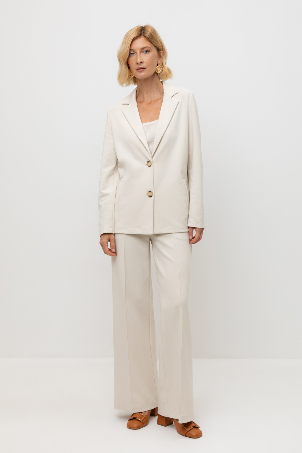 Брюки женские для мам, артикул: ЕВТ 4139, цвет: светло-бежевый