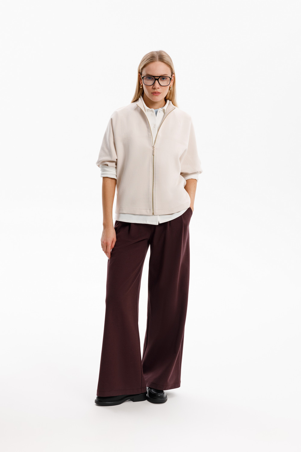 Брюки женские для мам, артикул: ЕВТ 4136, цвет: бордовый