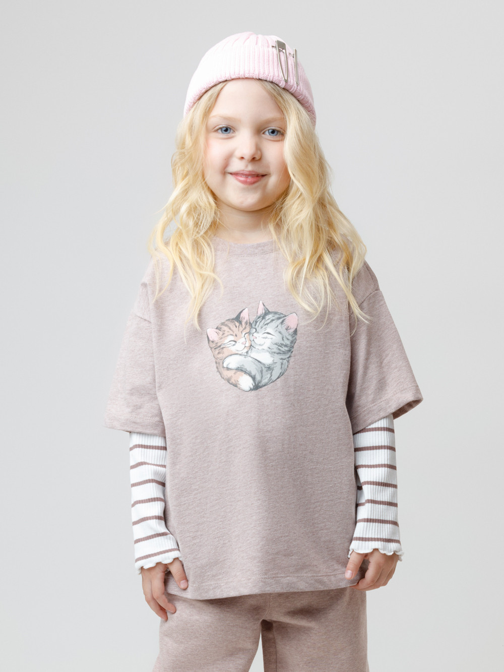 Футболка для девочки, артикул: КР 302809, цвет: кофейный