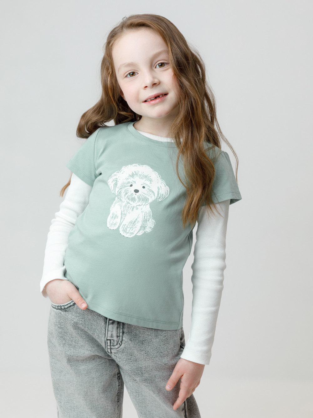 Футболка для девочки, артикул: КР 302822, цвет: голубой