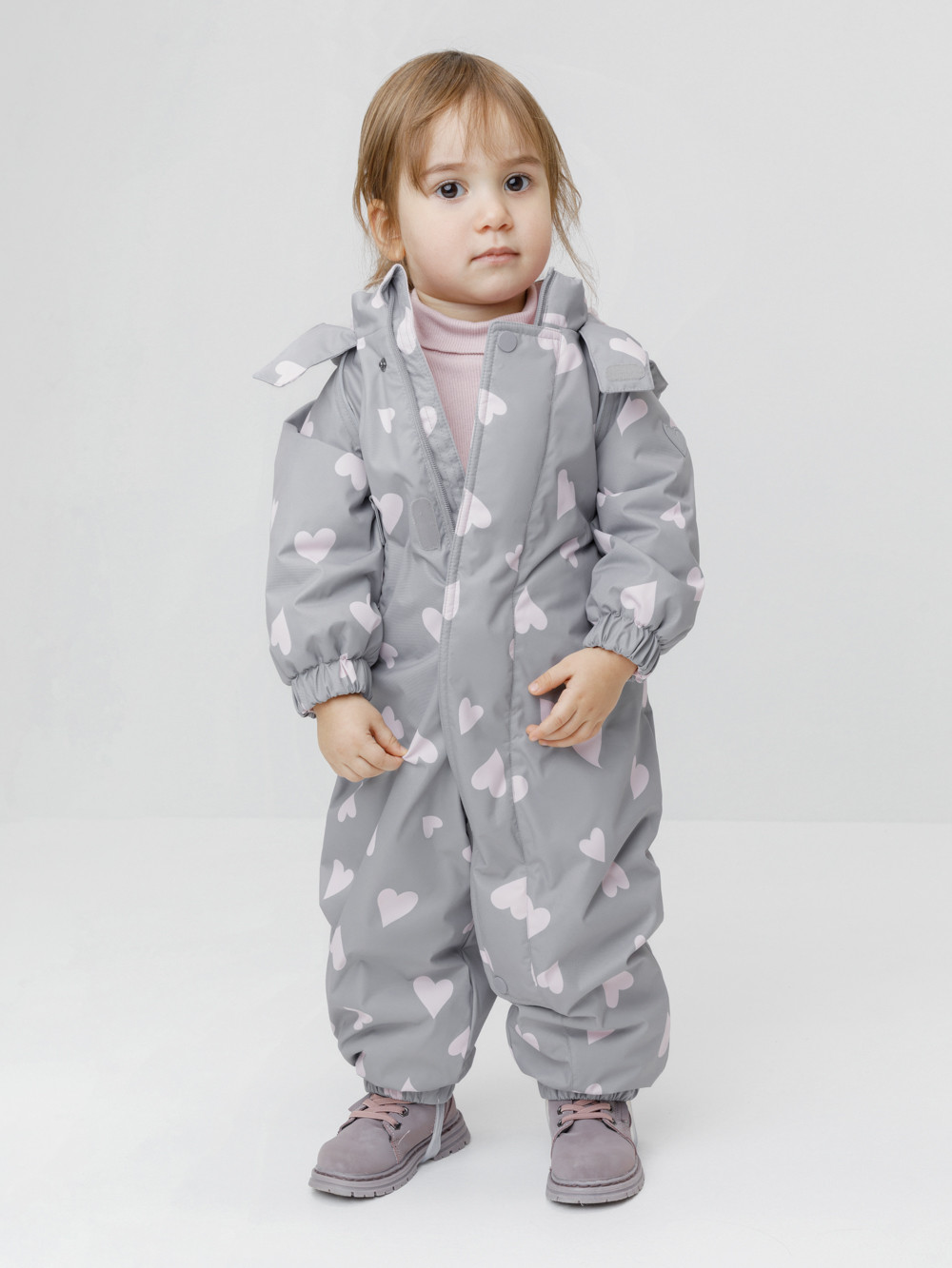 Комбинезоны утепленные для девочки, артикул: ВК 60085/н/68 Ал, цвет: серый