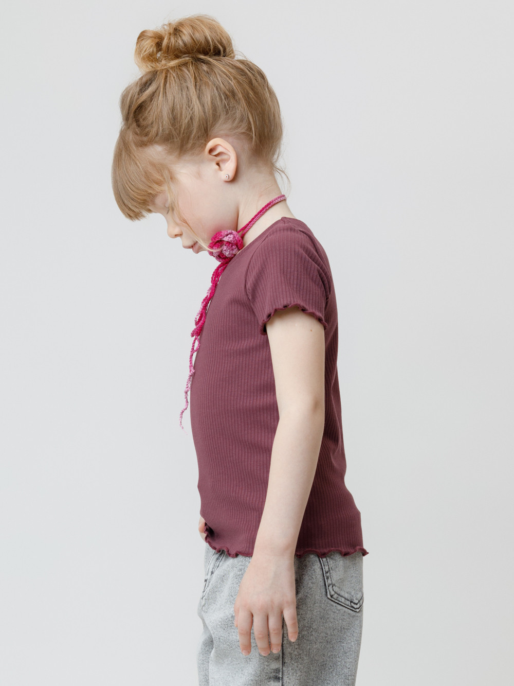 Футболка для девочки, артикул: КР 302868, цвет: бордовый, фото 3