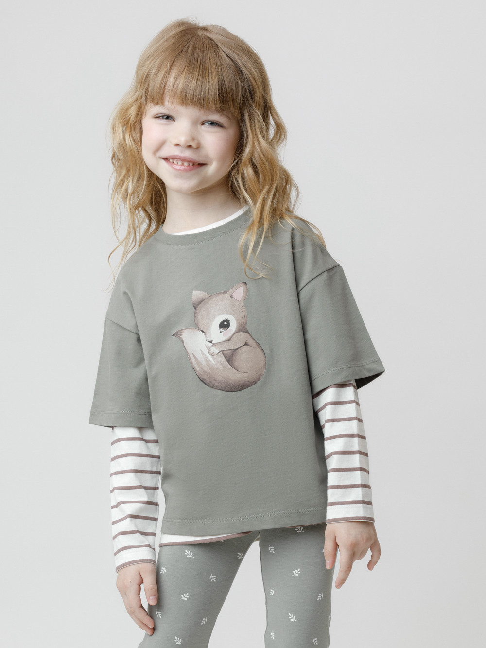 Футболка для девочки, артикул: КР 302902, цвет: хаки, фото 3