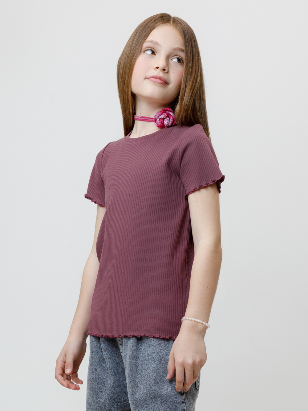 Футболка для девочки, артикул: КР 302868, цвет: бордовый, фото 3