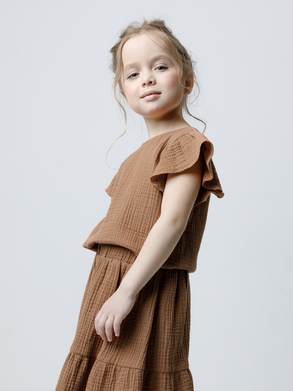 Футболка для девочки, артикул: ТК 30003, цвет: коричневый, фото 3