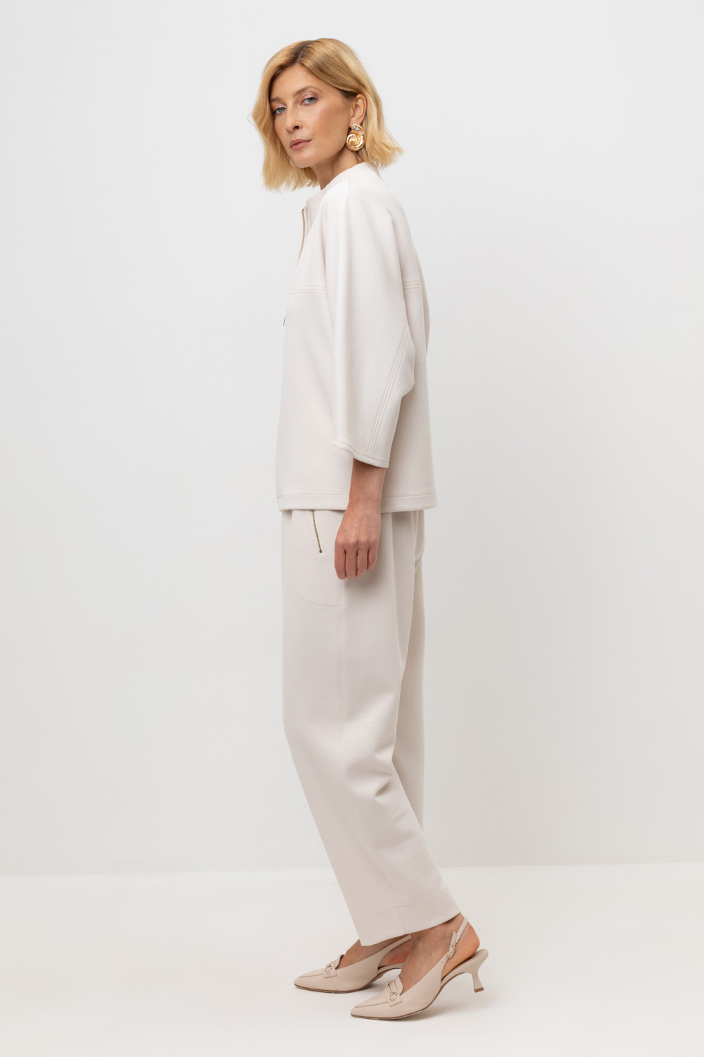 Брюки женские для мам, артикул: ЕВТ 4134, цвет: светло-бежевый, фото 3