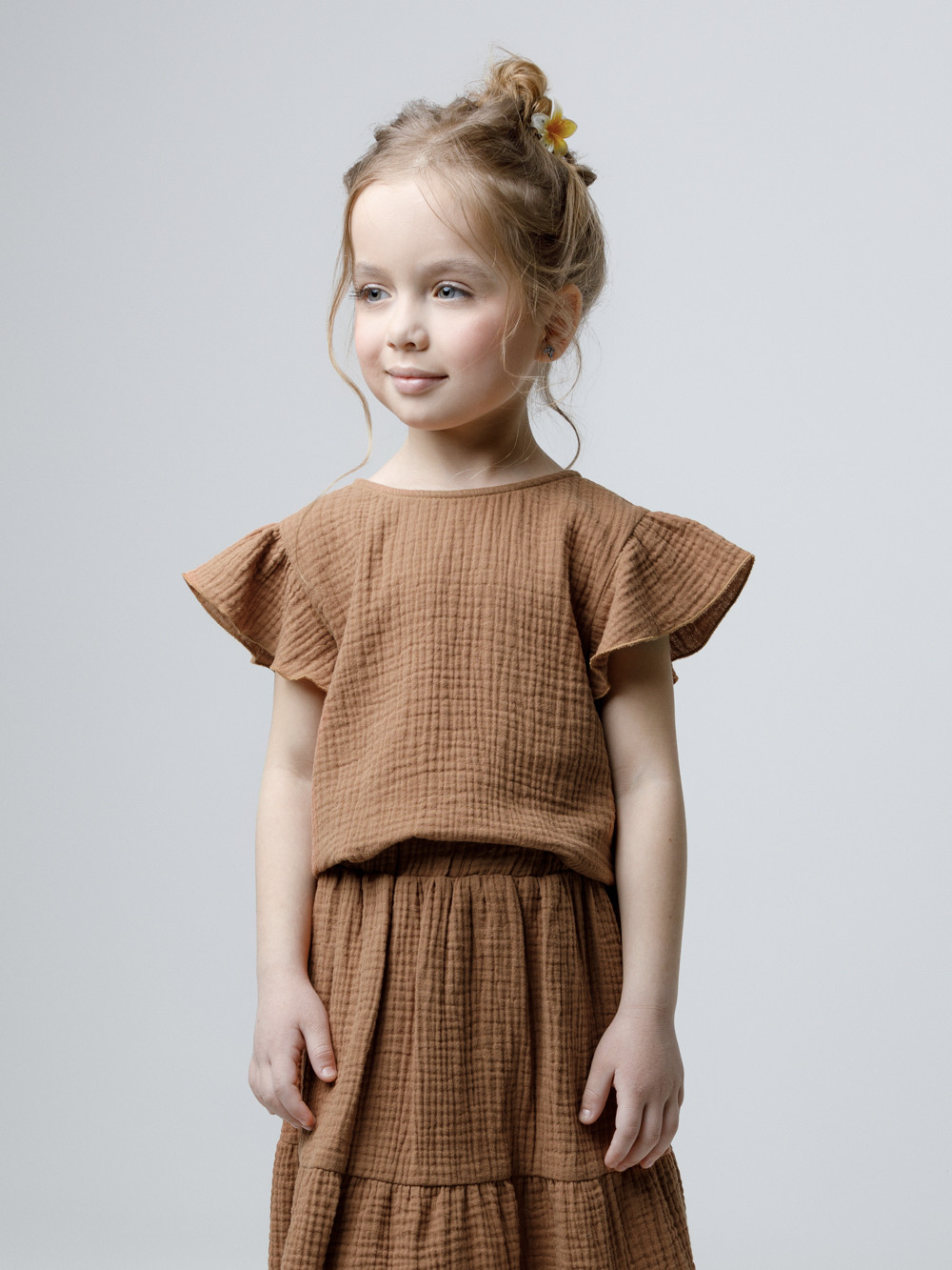 Футболка для девочки, артикул: ТК 30003, цвет: коричневый, фото 4