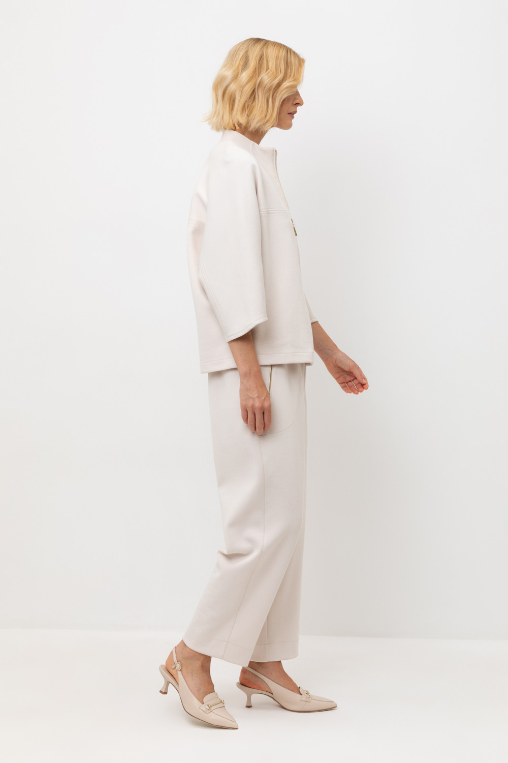 Брюки женские для мам, артикул: ЕВТ 4134, цвет: светло-бежевый, фото 4