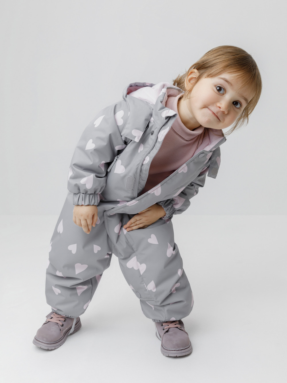 Комбинезоны утепленные для девочки, артикул: ВК 60085/н/68 Ал, цвет: серый, фото 4