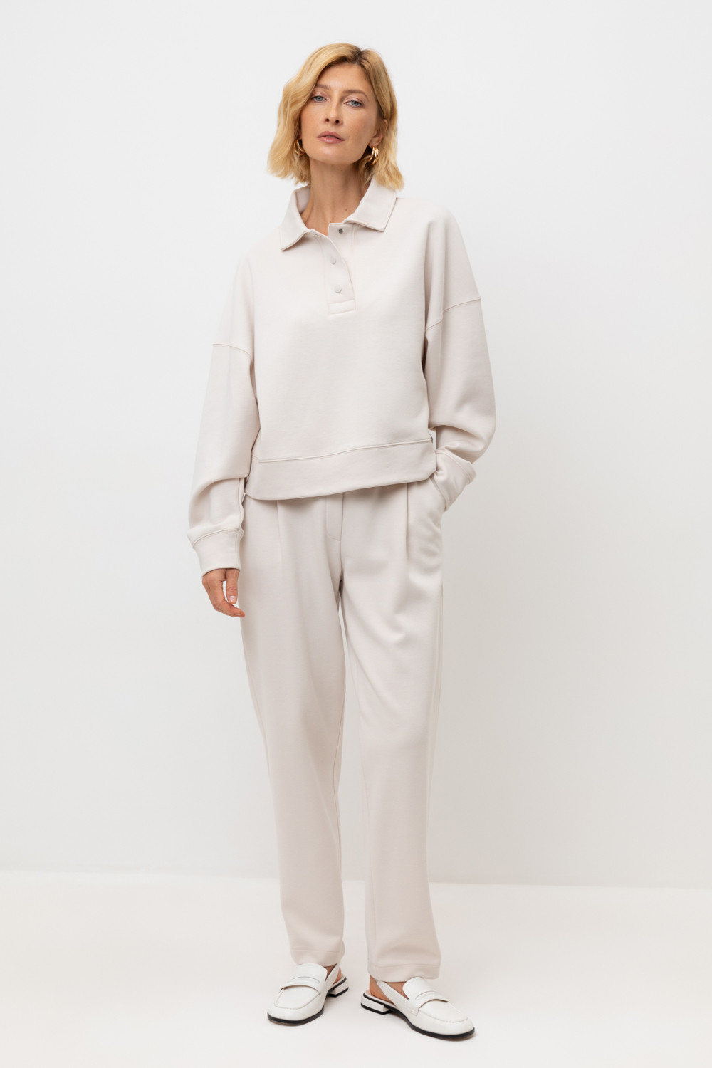 Брюки женские для мам, артикул: ЕВТ 4133, цвет: светло-бежевый, фото 5