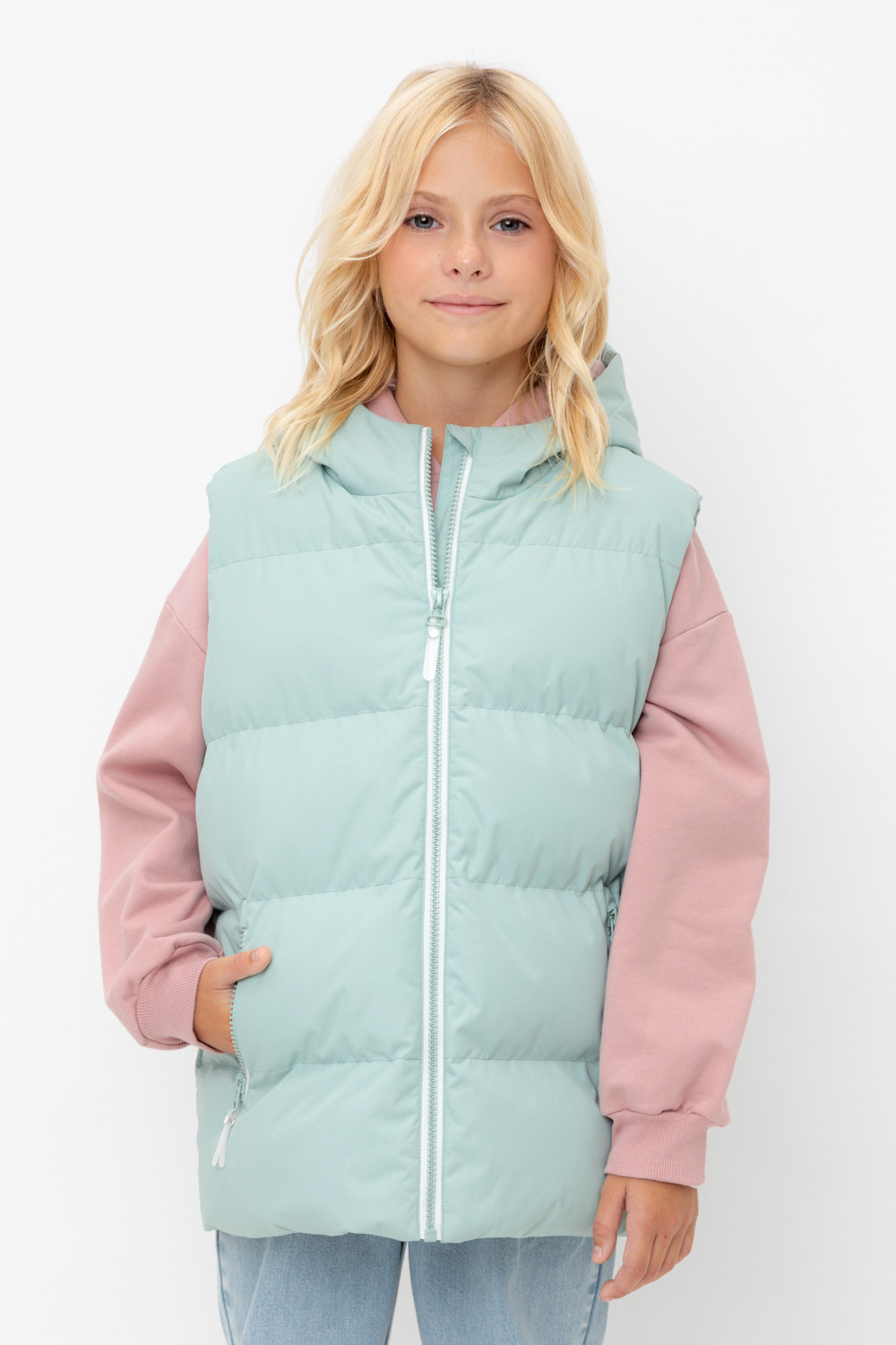 Жилет для девочки, артикул: ВК 35018/3 ГР (98-128), цвет: голубой, фото 5