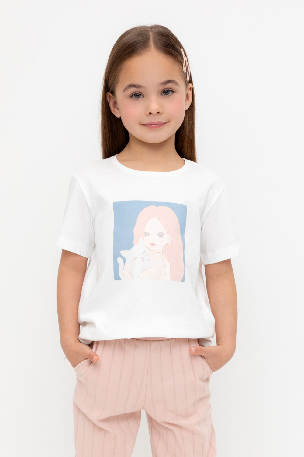 Футболка для девочки, артикул: КР 302726, цвет: сахар, фото 5