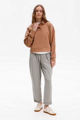 Брюки женские для мам, артикул: ЕВТ 4132, цвет: зеленый