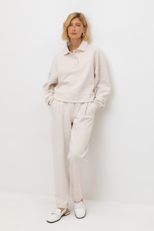 Брюки женские для мам, артикул: ЕВТ 4133, цвет: светло-бежевый
