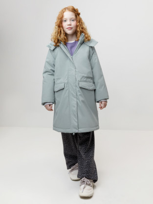 Пальто для девочки, артикул: ВК 38107/11 ГР, цвет: зеленый