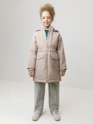 Пальто для девочки, артикул: ВК 32152/26/6 УЗГ, цвет: бежевый