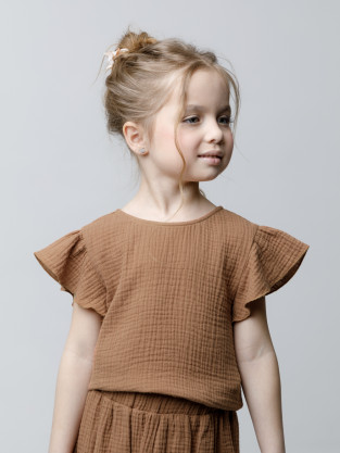 Футболка для девочки, артикул: ТК 30003, цвет: коричневый