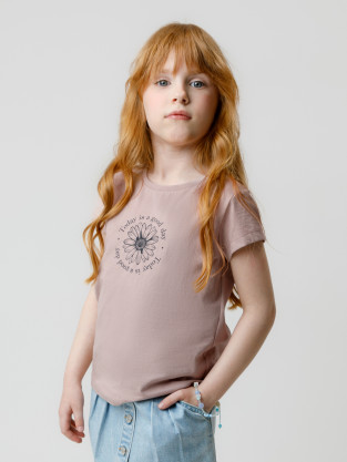 Футболка для девочки, артикул: КП 302763, цвет: коричневый