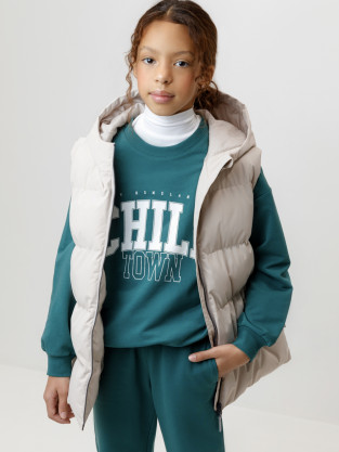 Жилет для девочки, артикул: ВК 35022/3 ГР (98-128), цвет: бежевый