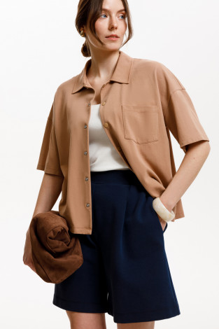 Блузы, рубашки женские для мам, артикул: ЕВТ 3280, цвет: коричневый