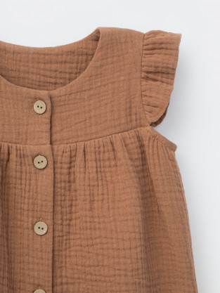 Полукомбинезон для девочки, артикул: ТК 62016, цвет: коричневый - 2 фото